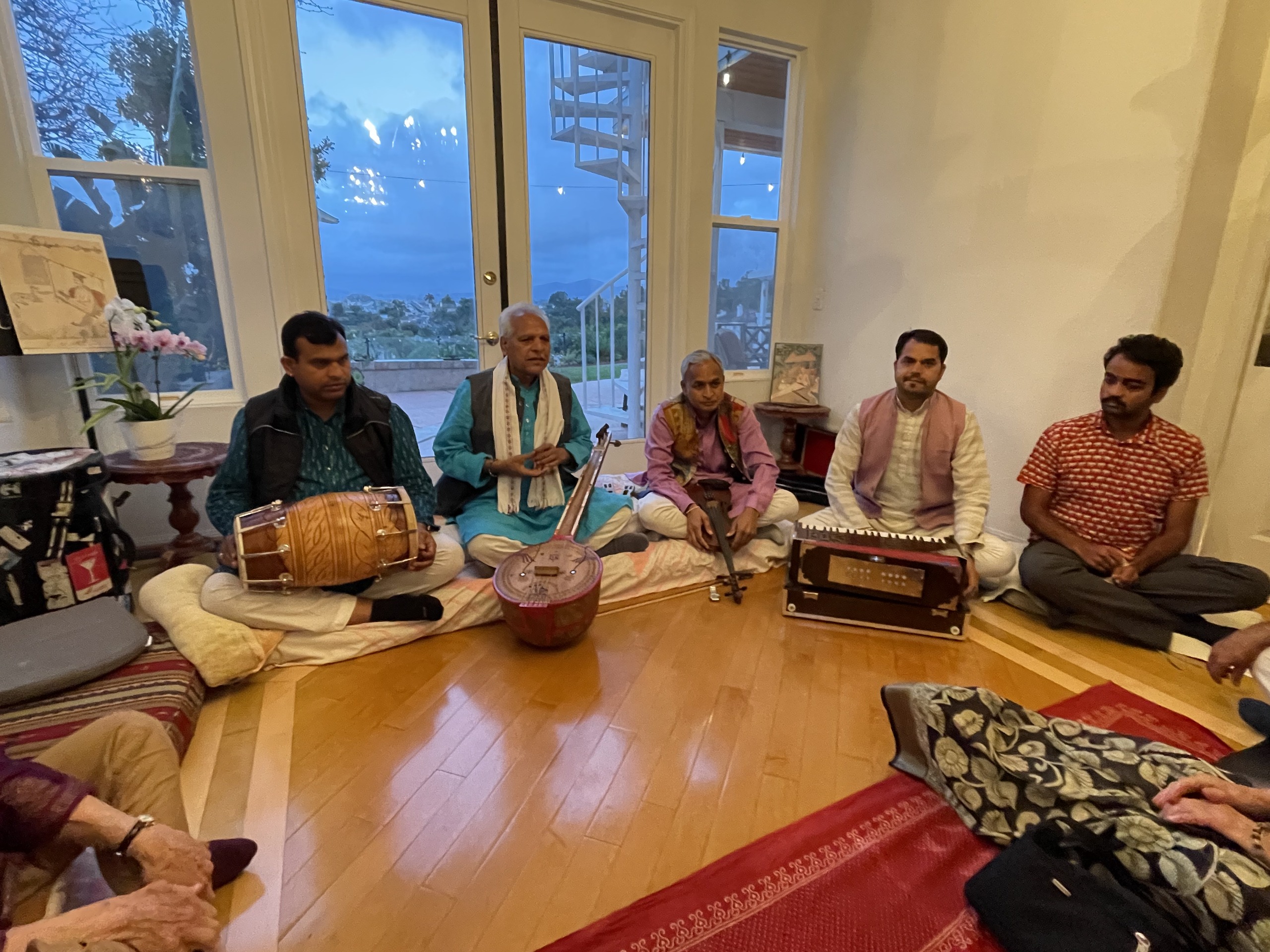Intimate contemplative-song gathering in a home